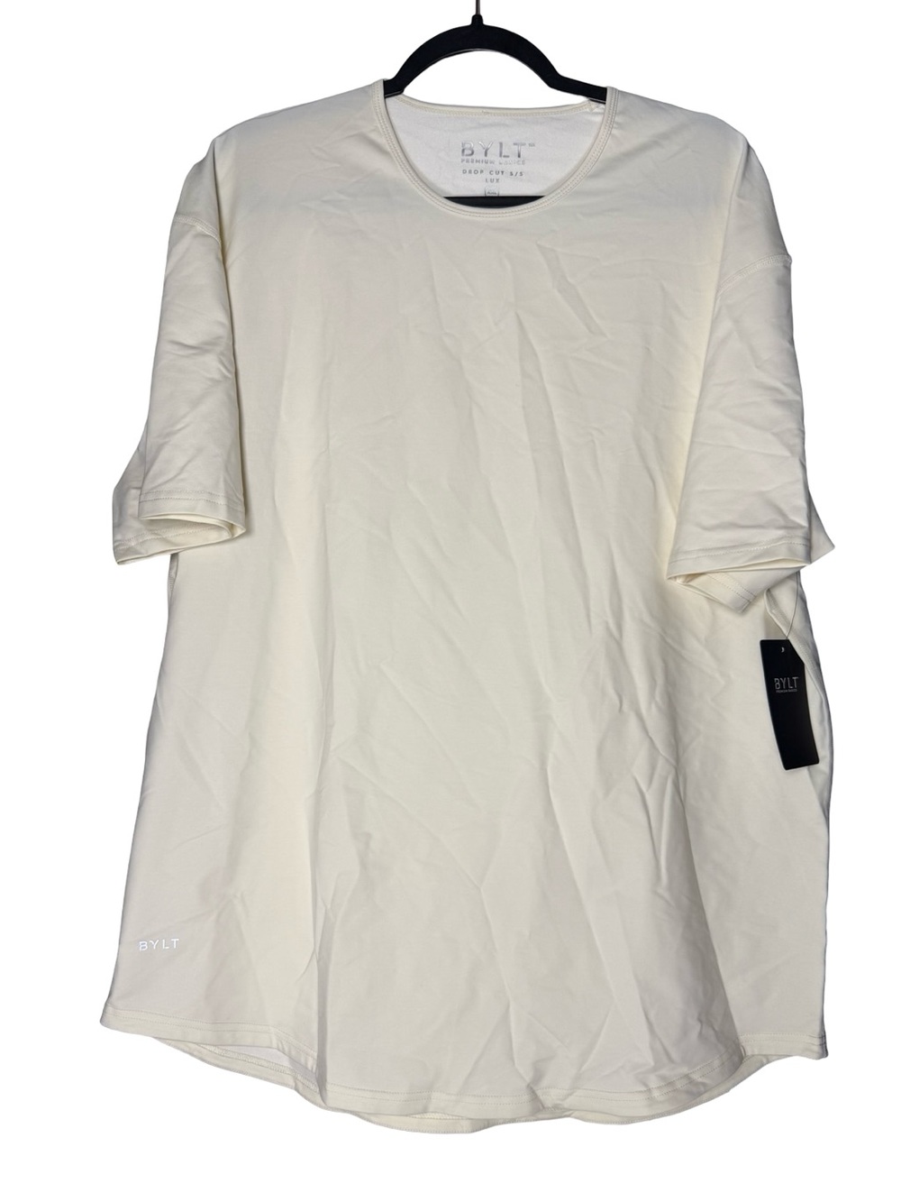 BYLT Drop Cut LUX Mens XXL Bone Tee Stretch Athleisure Minimalist Shirt NEW